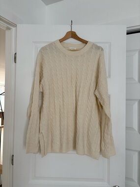 H&M Cream Cable-Knit Crew Sweater